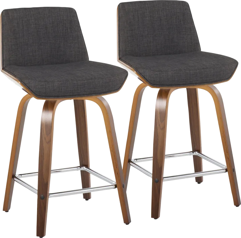 Towton I Charcoal Swivel Counter Height Stool, Set of 2