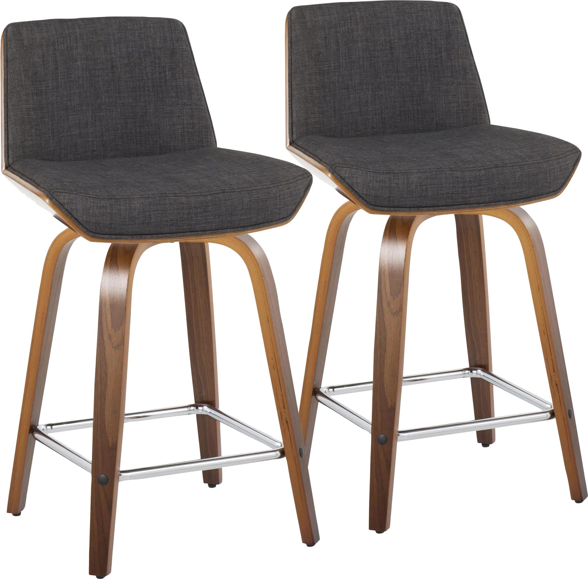 Towton I Charcoal Swivel Counter Height Stool, Set of 2 - Image 1