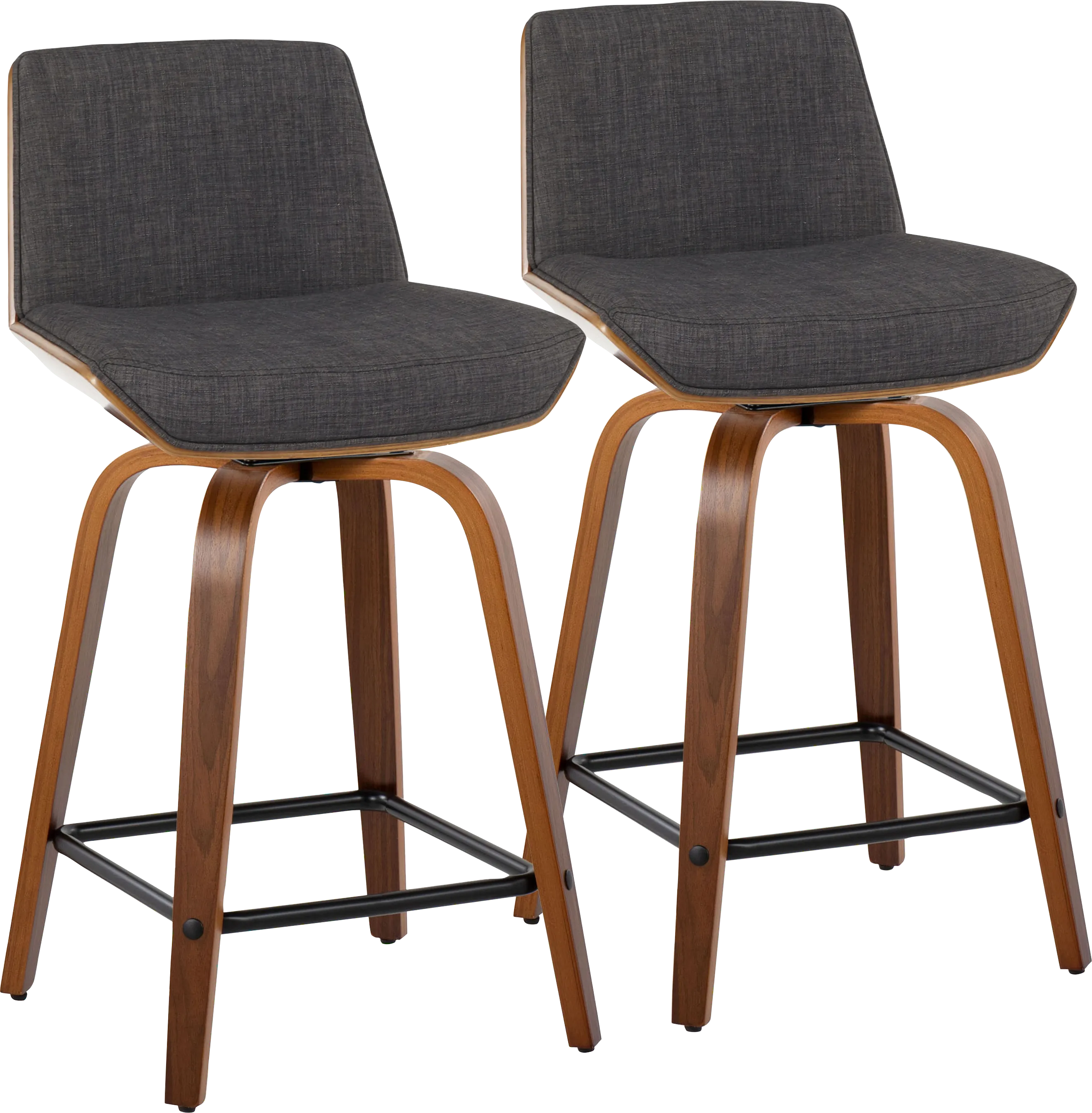 Towton II Charcoal Swivel Counter Height Stool, Set of 2 - Thumbnail - Image 1