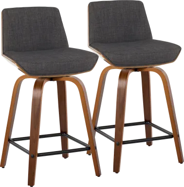 Towton II Charcoal Swivel Counter Height Stool, Set of 2