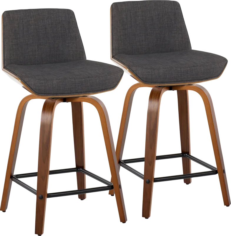 Towton II Charcoal Swivel Counter Height Stool, Set of 2