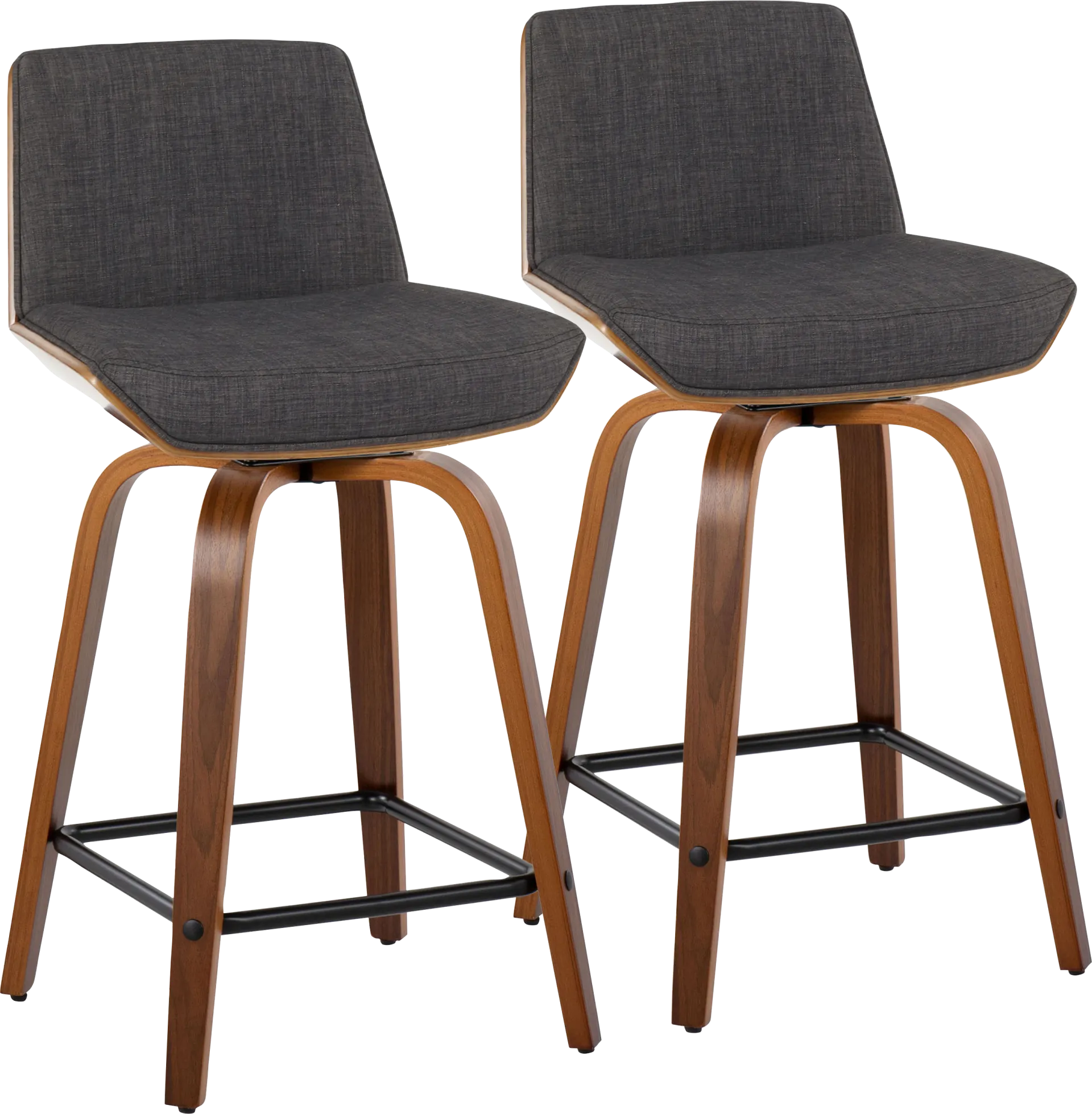Towton II Charcoal Swivel Counter Height Stool, Set of 2 - Image 1
