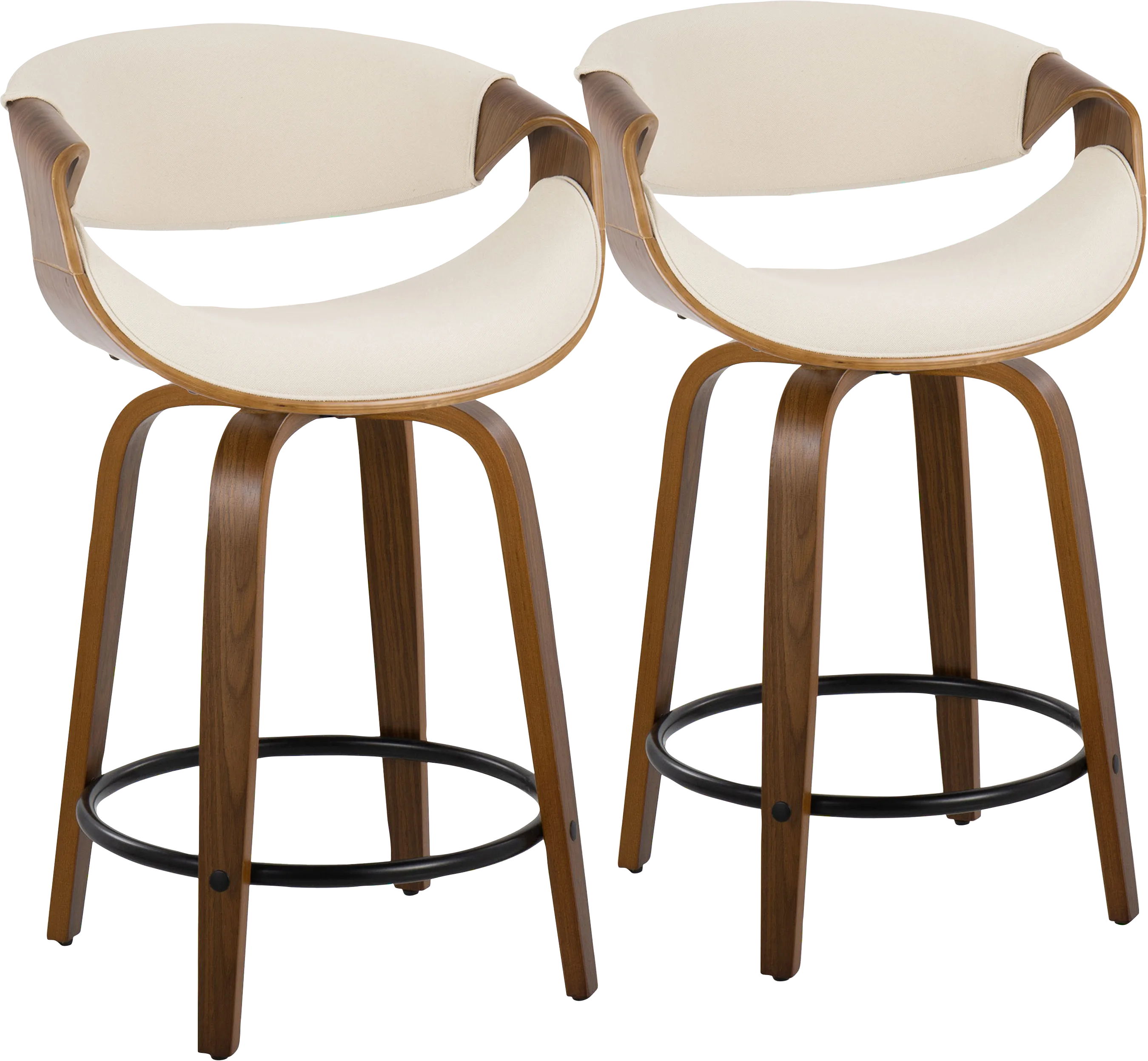 Tamaaron Cream Swivel Counter Height Stool, Set of 2 - Thumbnail - Image 1