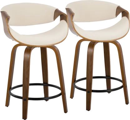 Tamaaron Cream Swivel Counter Height Stool, Set of 2