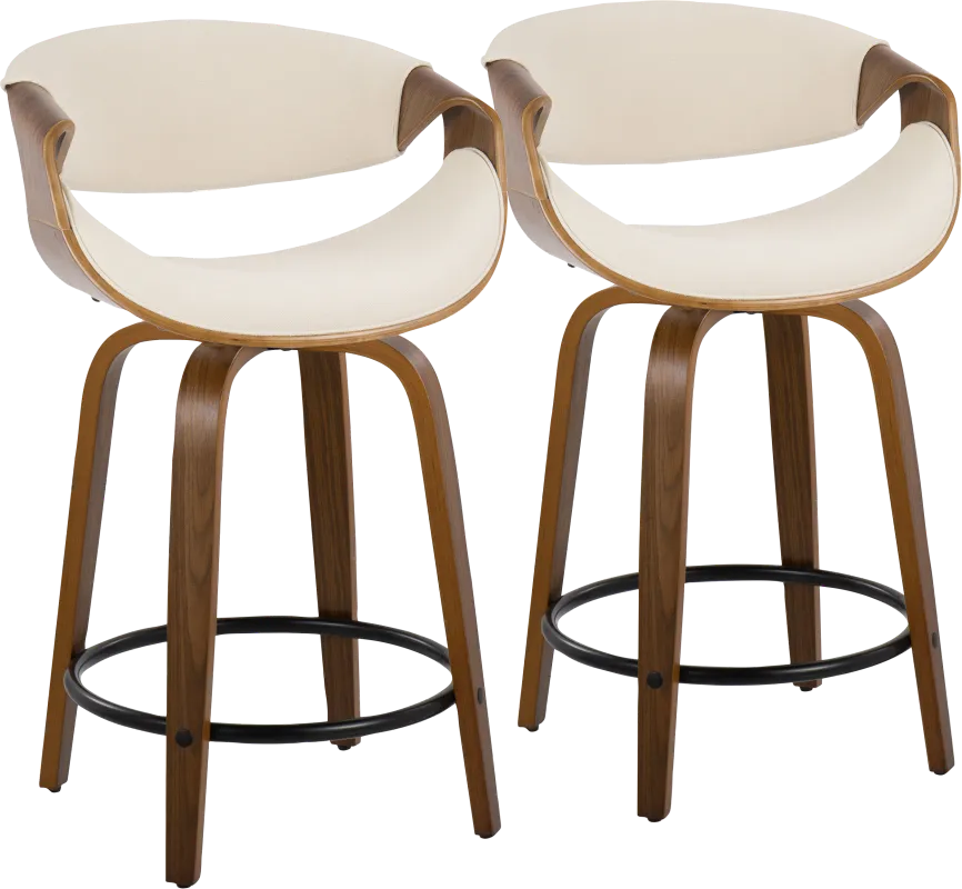 Tamaaron Cream Swivel Counter Height Stool, Set of 2