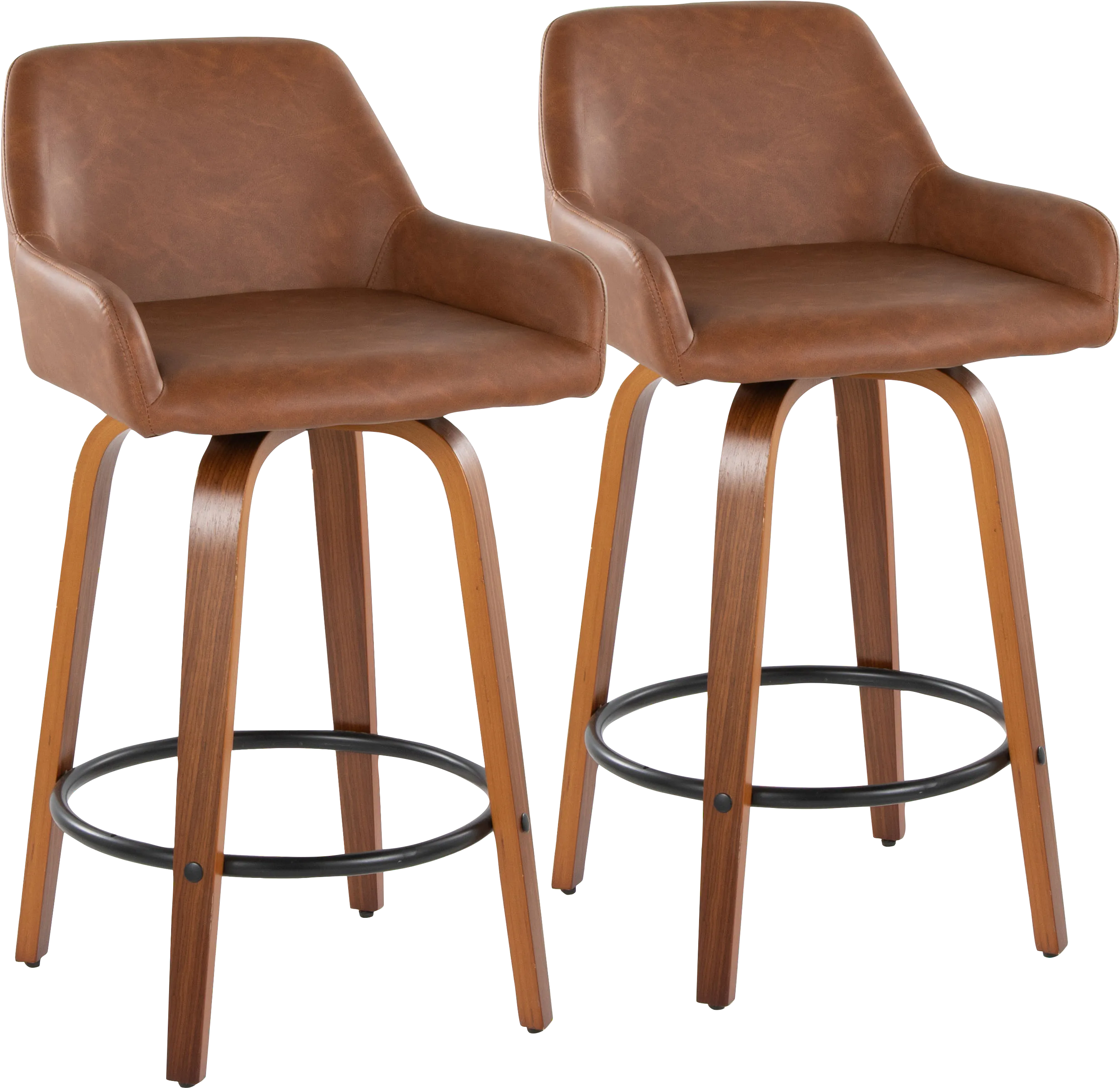 Rimcrest VI Camel Swivel Counter Height Stool, Set of 2 - Thumbnail - Image 1
