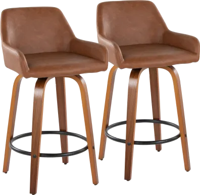 Rimcrest VI Camel Swivel Counter Height Stool, Set of 2