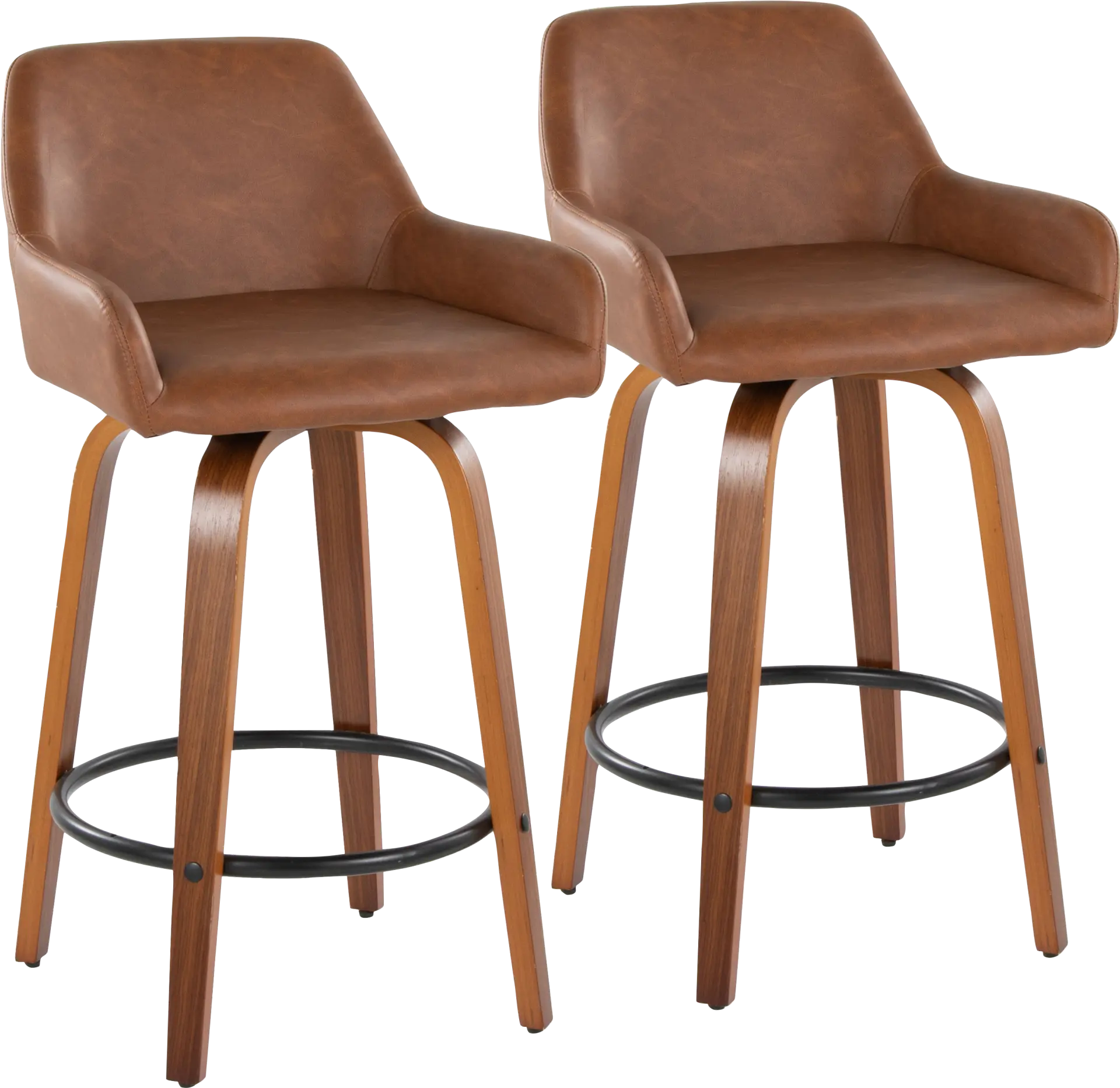 Rimcrest VI Camel Swivel Counter Height Stool, Set of 2