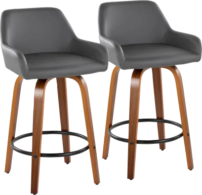 Rimcrest VI Gray Swivel Counter Height Stool, Set of 2