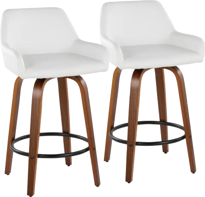 Rimcrest VI White Swivel Counter Height Stool, Set of 2