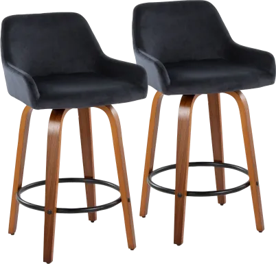 Rimcrest VI Black Swivel Counter Height Stool, Set of 2