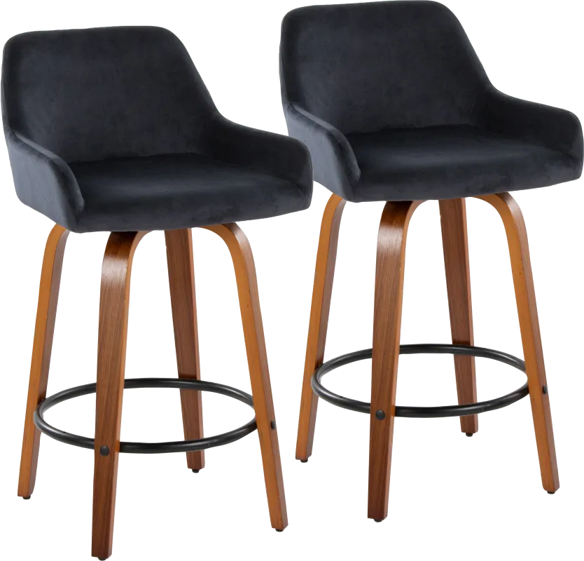 Rimcrest VI Black Swivel Counter Height Stool, Set of 2