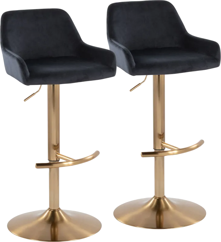 Rimcrest IV Black Adjustable Swivel Barstool, Set of 2