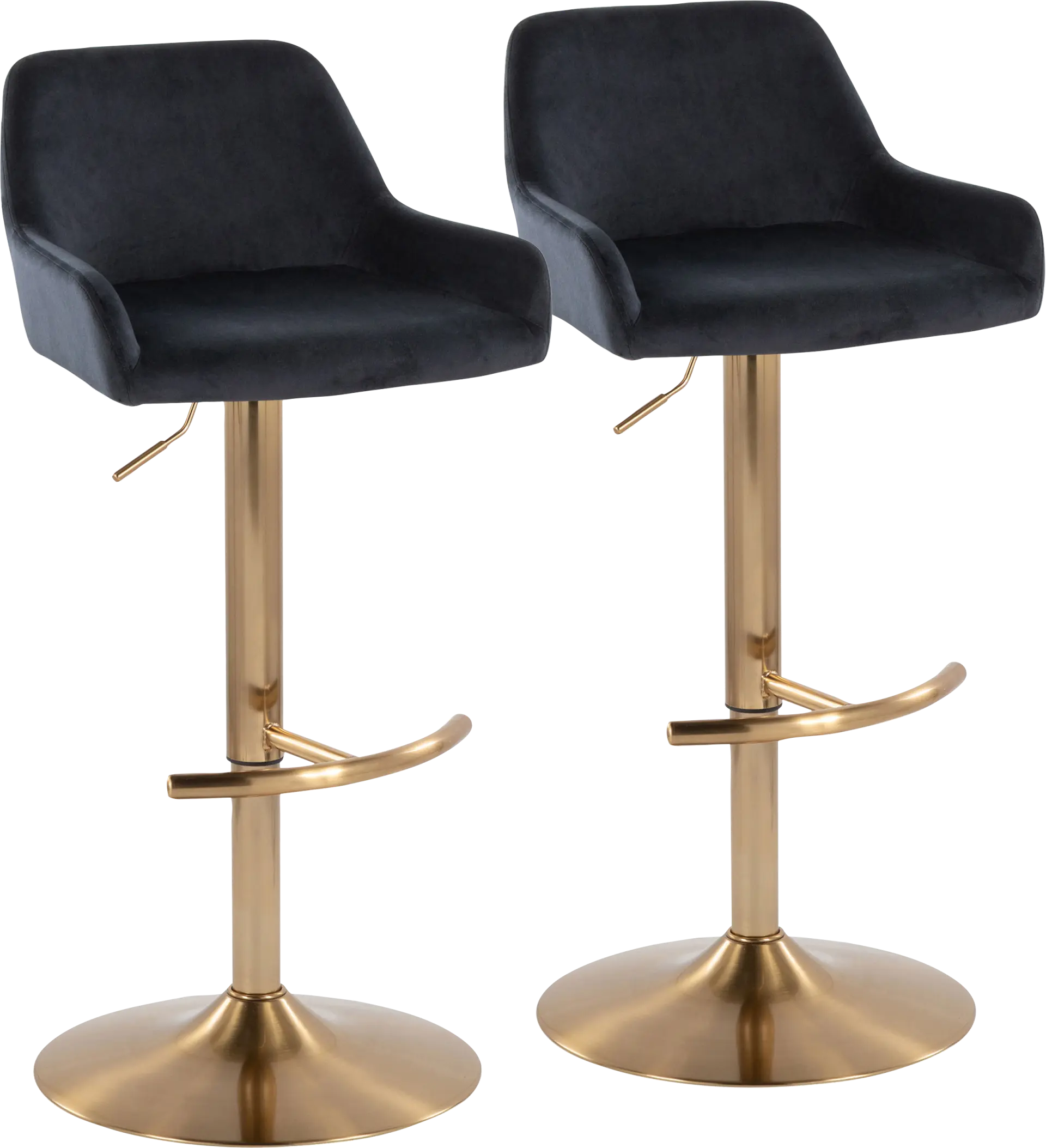 Rimcrest IV Black Adjustable Swivel Barstool, Set of 2