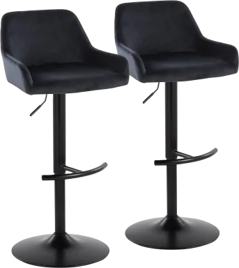 Rimcrest V Black Adjustable Swivel Barstool, Set of 2