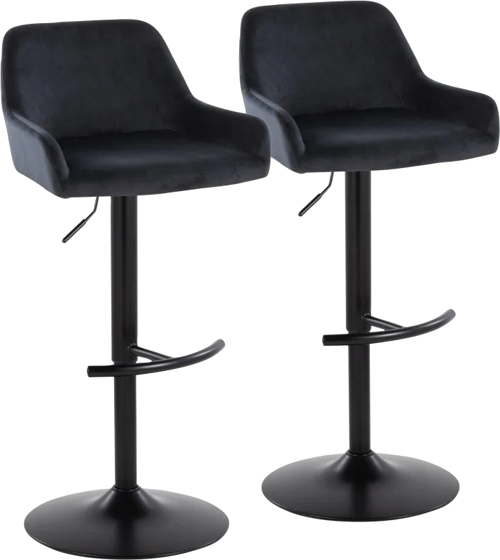 Rimcrest V Black Adjustable Swivel Barstool, Set of 2