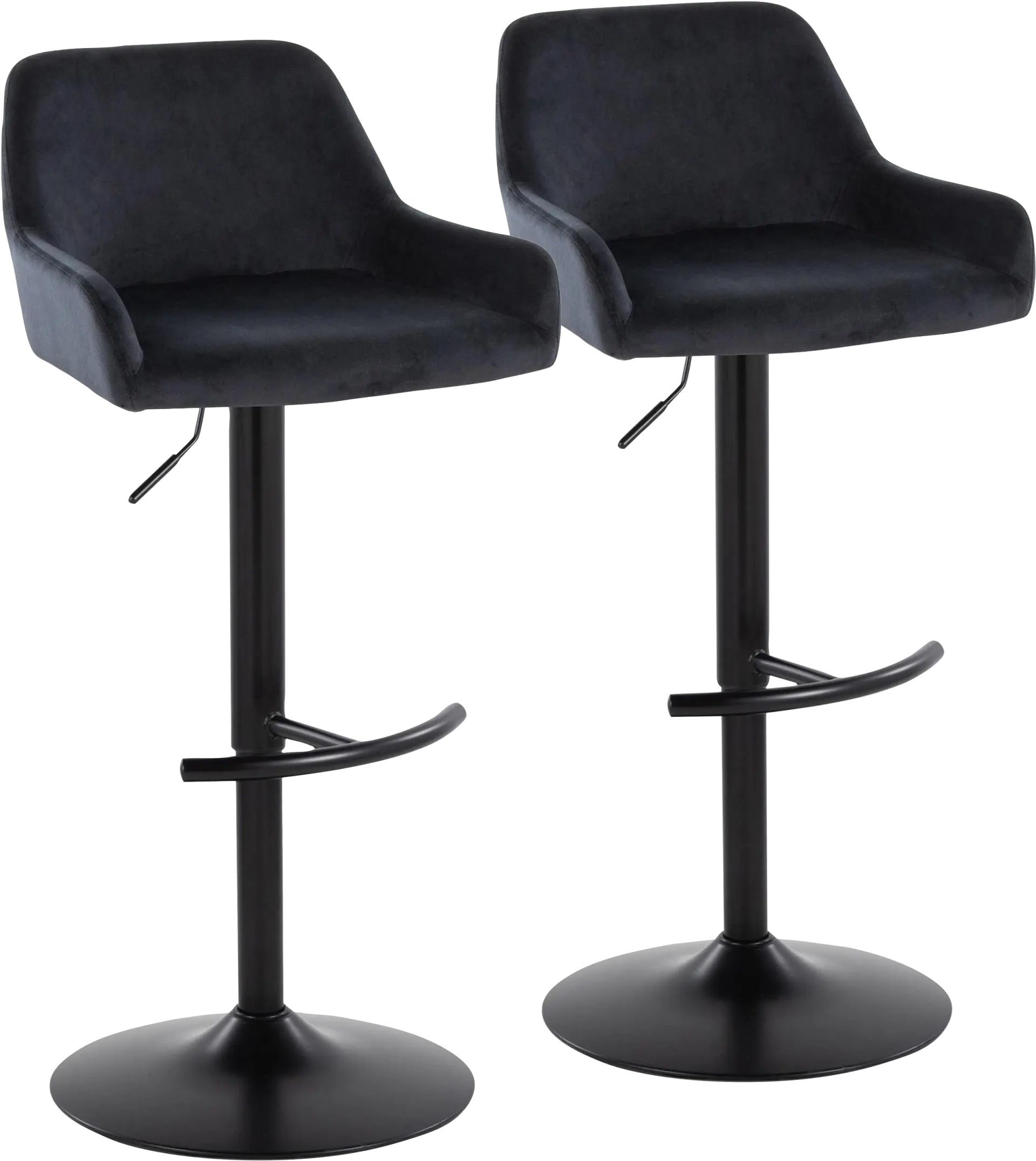 Rimcrest V Black Adjustable Swivel Barstool, Set of 2