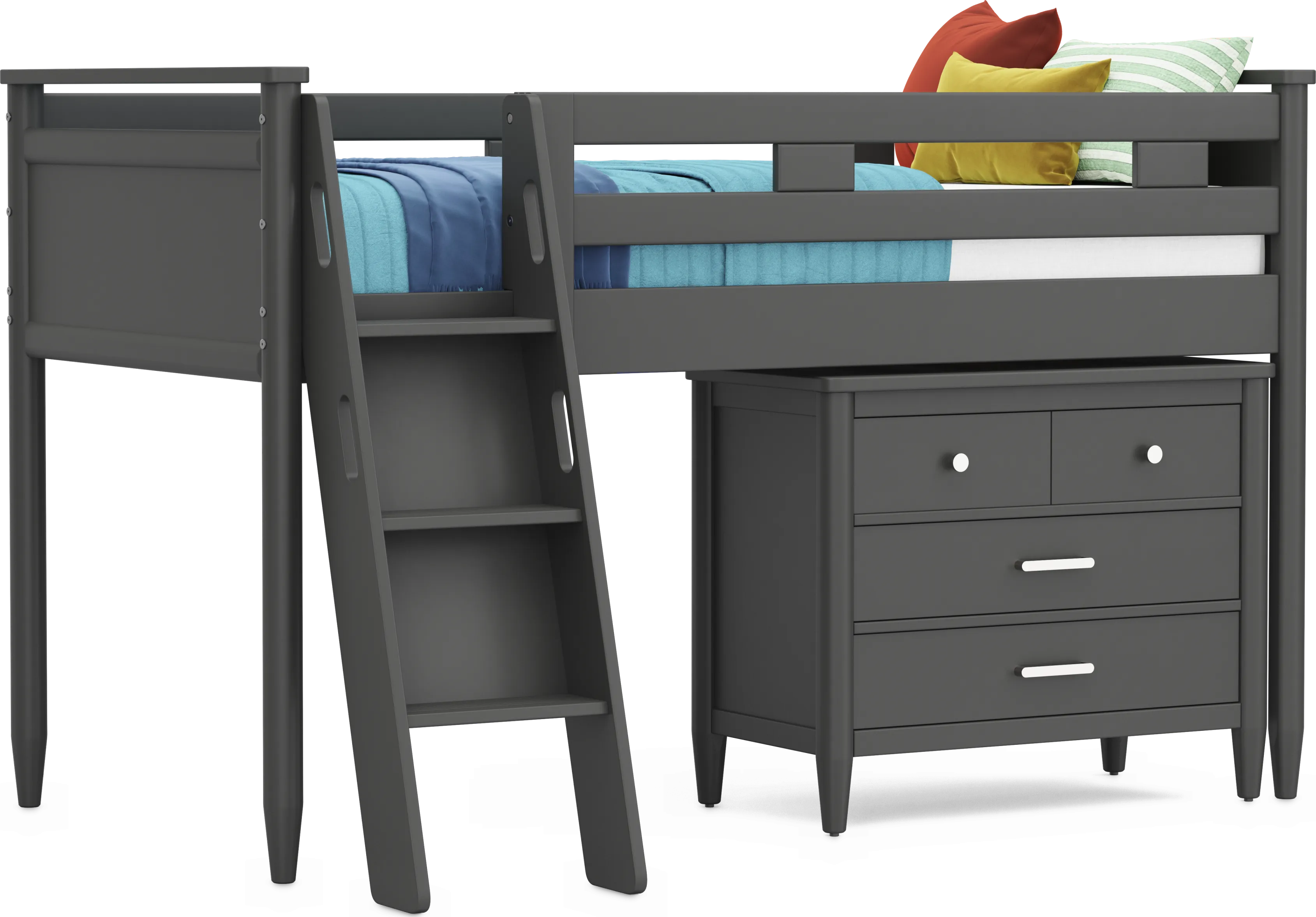 Kids Modern Colors Iron Ore Twin Loft with Loft Chest - Thumbnail - Image 1