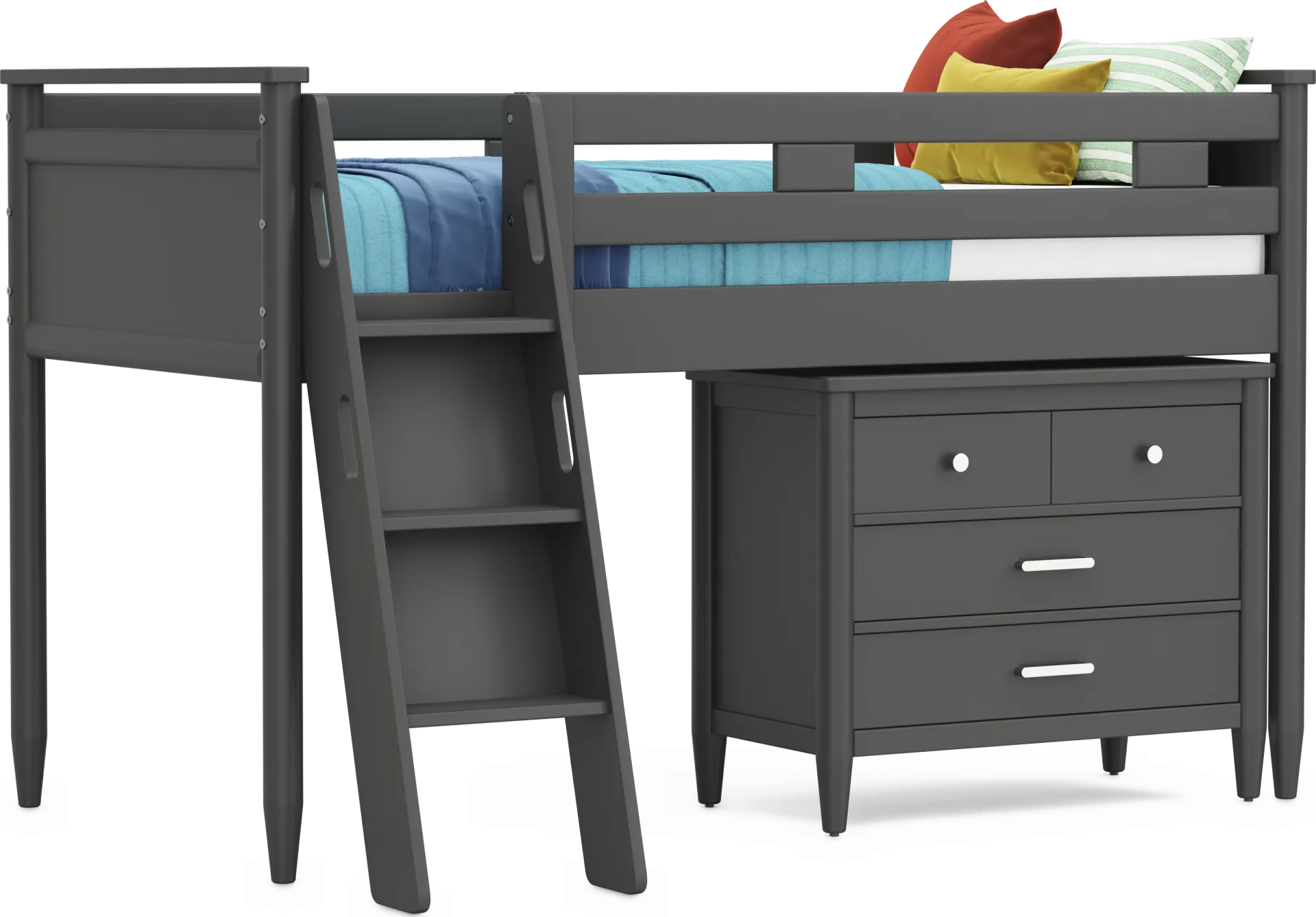 Kids Modern Colors Iron Ore Twin Loft with Loft Chest - Image 2