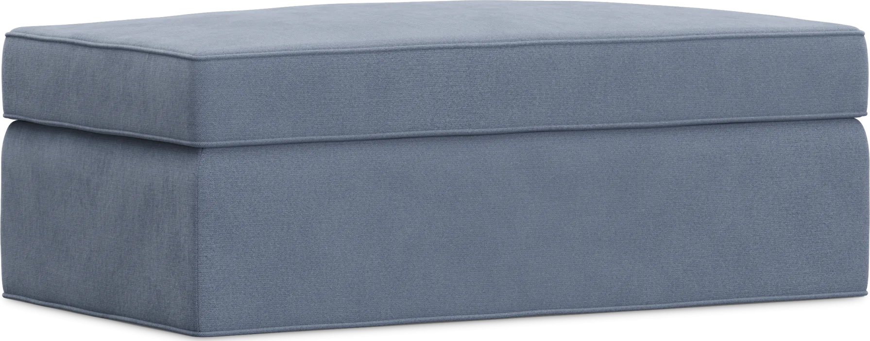 Bellingham Blue Microfiber Storage Ottoman - Thumbnail - Image 1