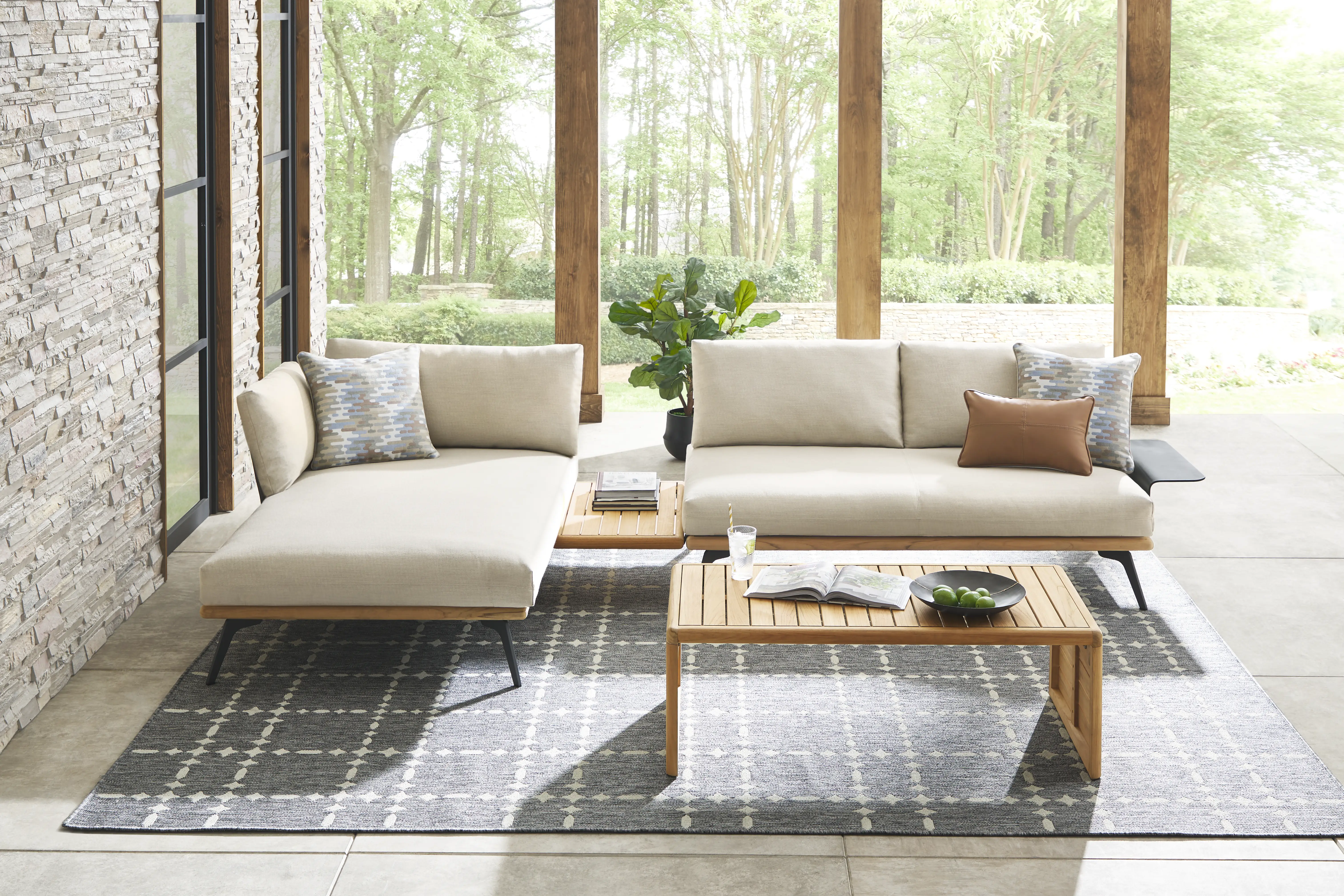 Larkin Natural 3 Pc Outdoor Sectional - Thumbnail - Image 2
