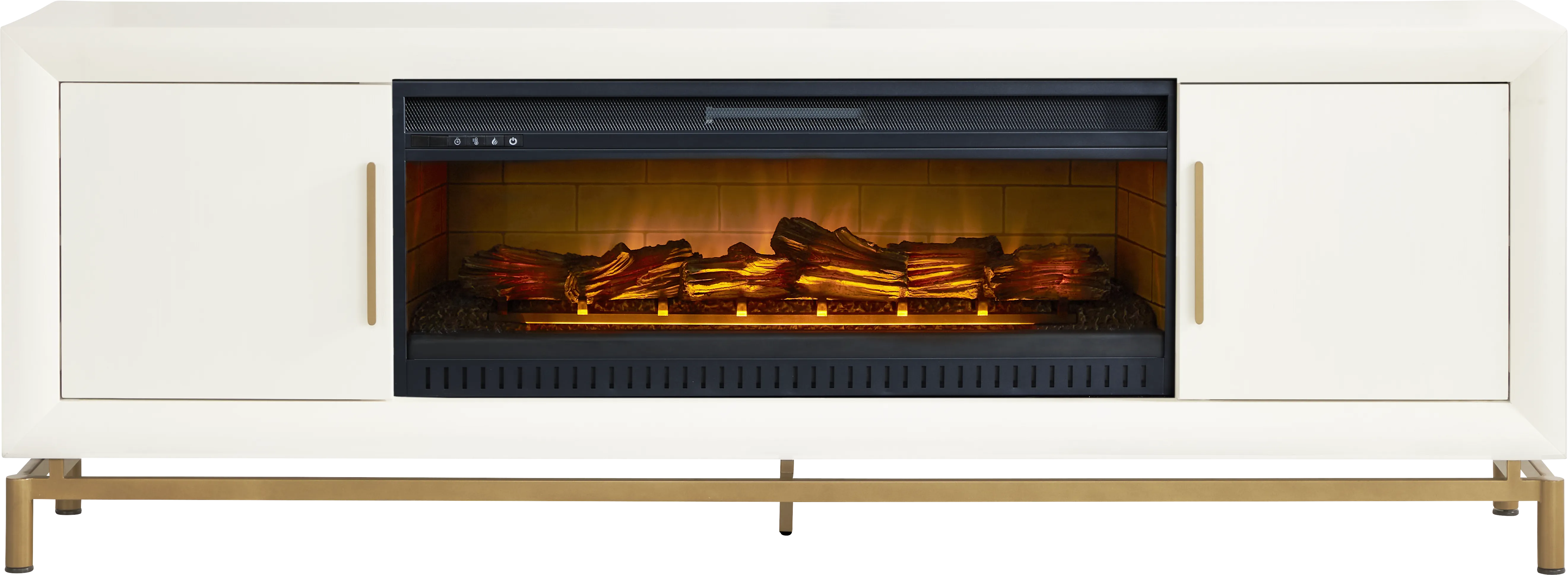 Fontaine White 84" Console with Electric Log Fireplace - Thumbnail - Image 1