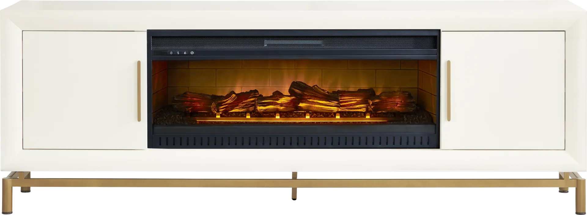 Fontaine White 84" Console with Electric Log Fireplace - Image 1