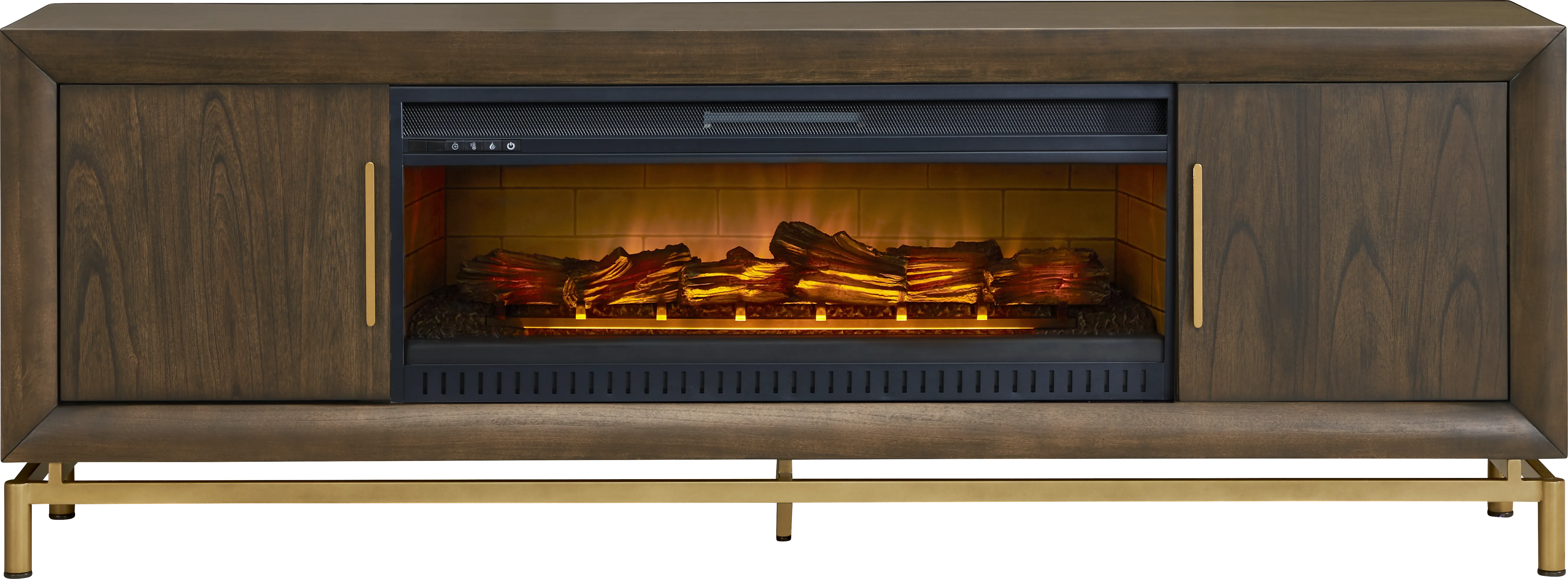 Fontaine Brown 84" Console with Electric Log Fireplace - Thumbnail - Image 1