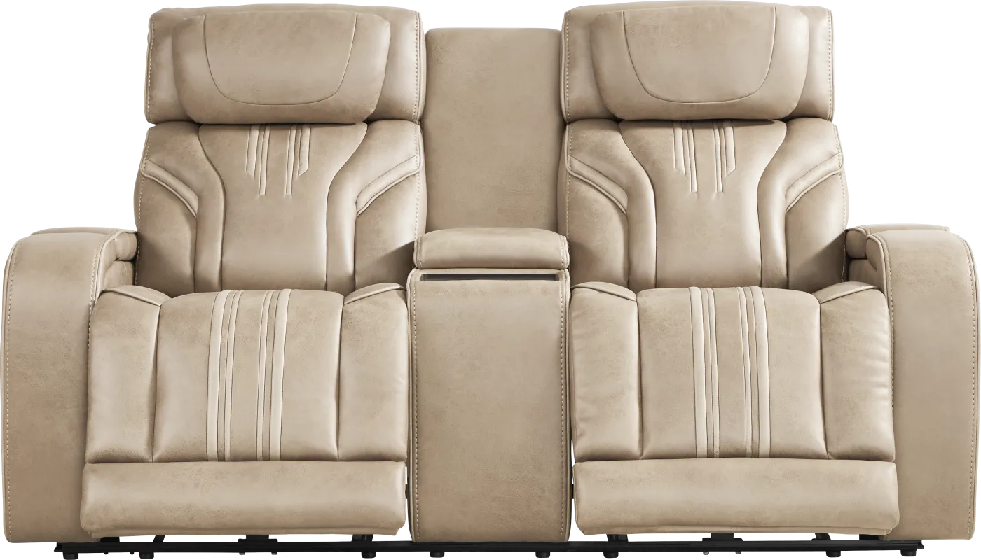 Southlake Sand Triple Power Reclining Console Loveseat with Audio