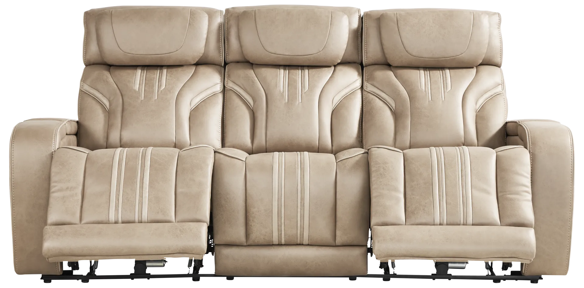 sand triple power reclining sofa with audio