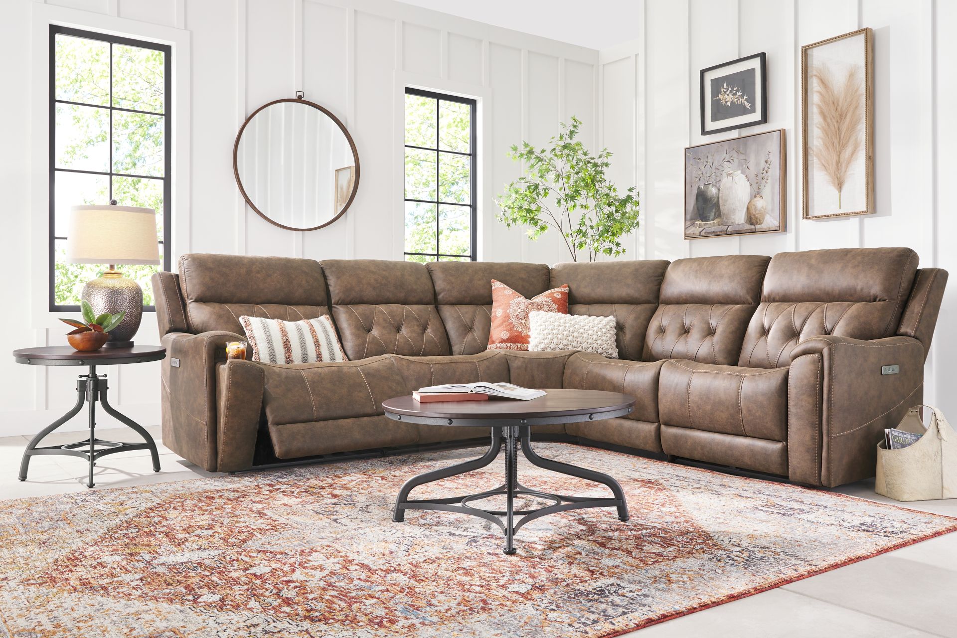Hardwick Brown Dual Power 5 Pc Sectional - Image 2