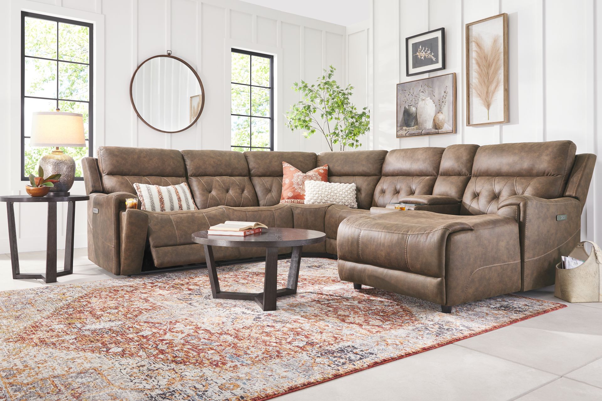 Hardwick Brown Dual Power 6 Pc Sectional With RAF Chaise - Image 2