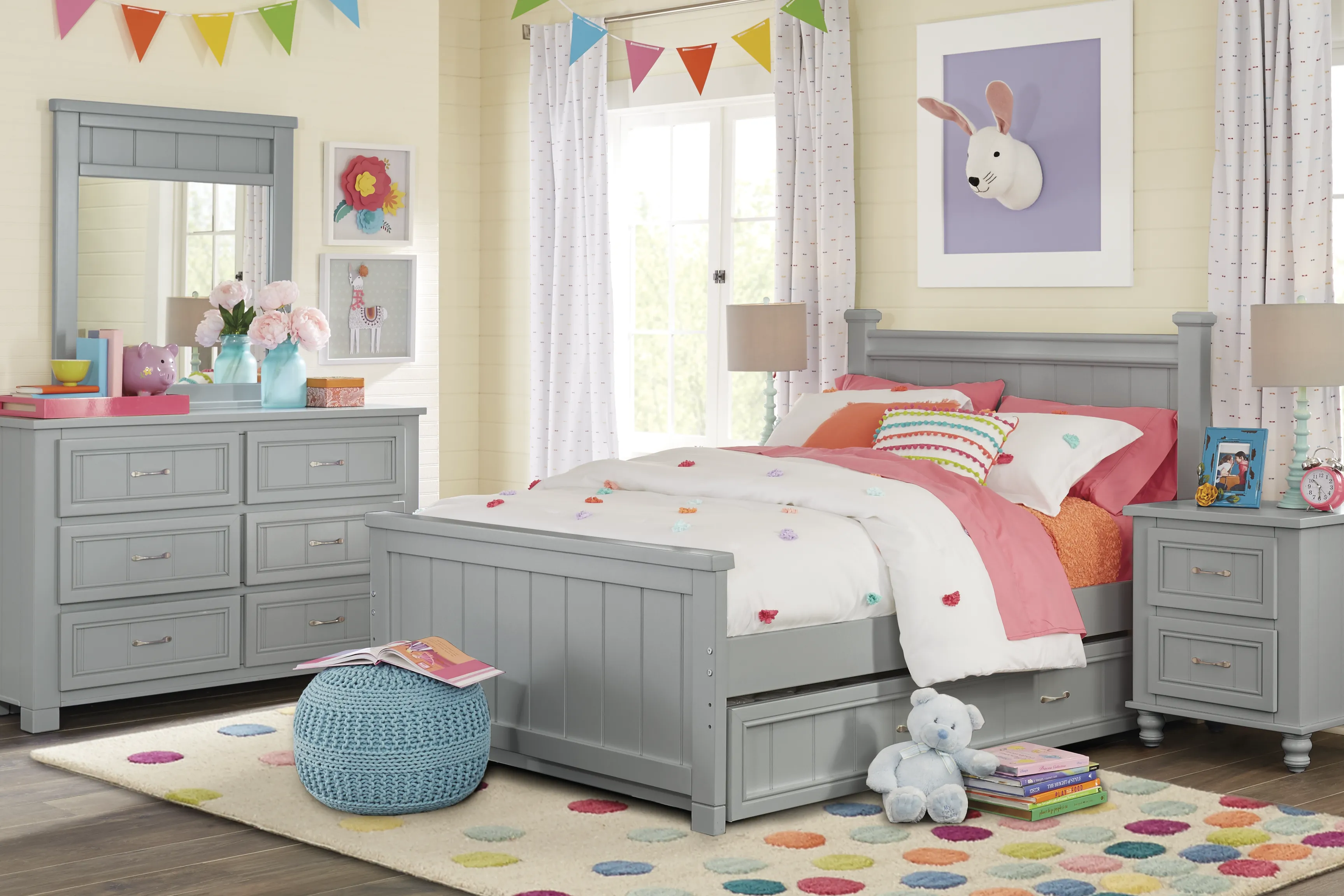 Kids Cottage Colors Gray 5 Pc Full Panel Bedroom - Thumbnail - Image 1