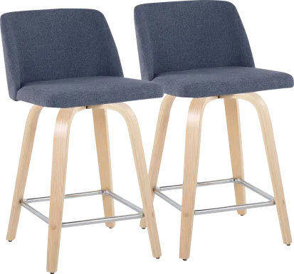 Wymering I Blue Swivel Counter Height Stool, Set of 2