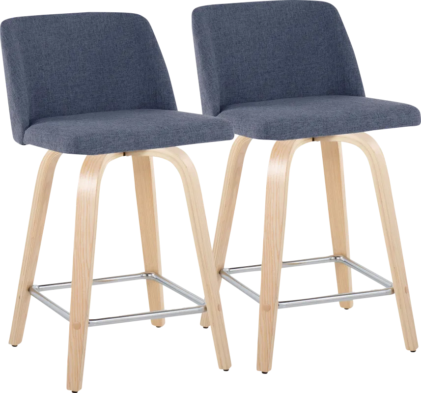 Wymering I Blue Swivel Counter Height Stool, Set of 2