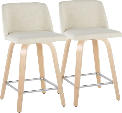 Wymering I Cream Swivel Counter Height Stool, Set of 2
