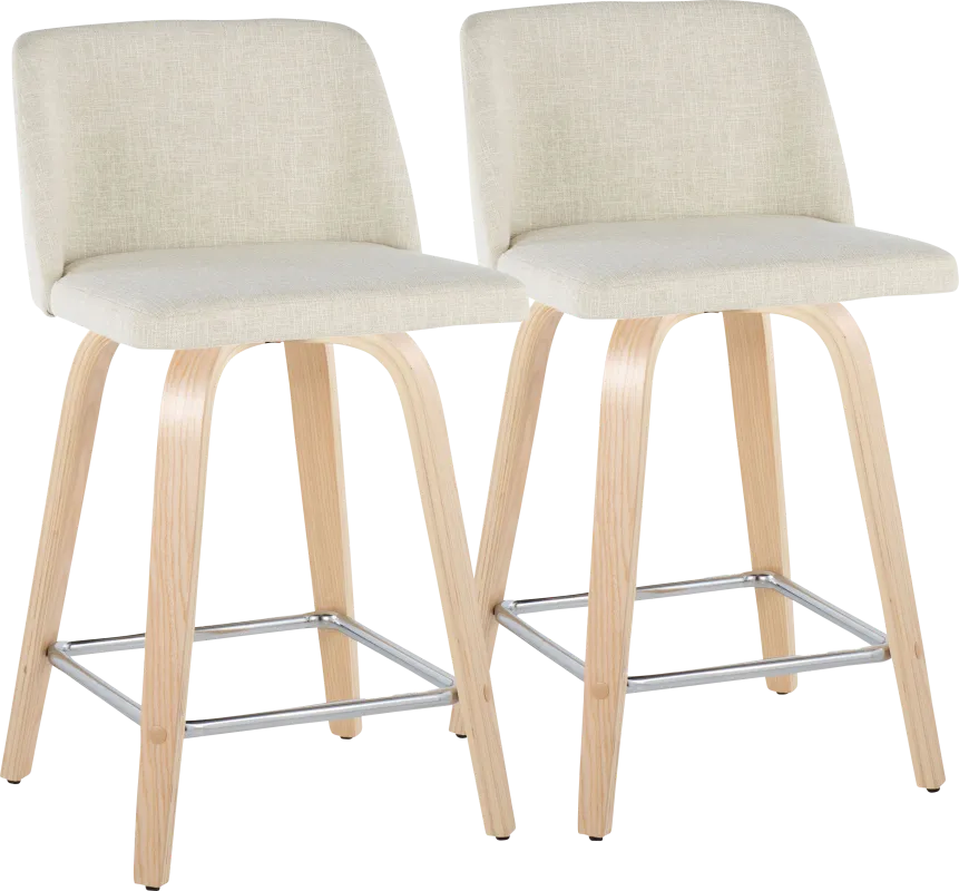 Wymering I Cream Swivel Counter Height Stool, Set of 2