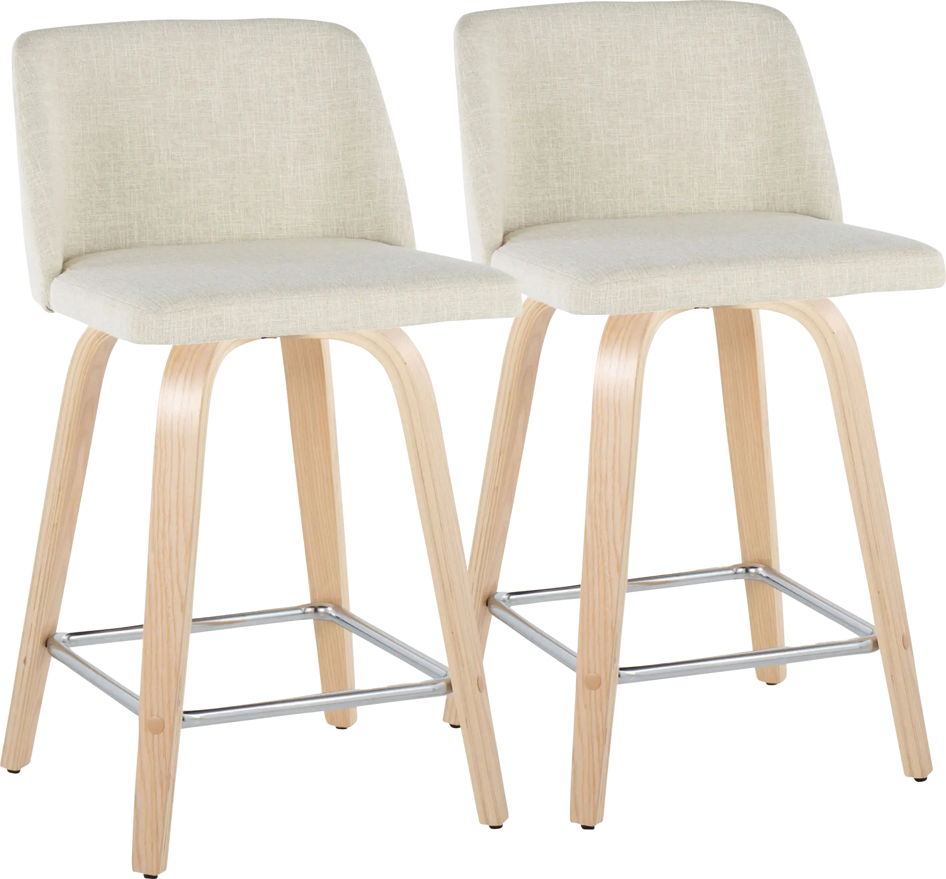 Wymering I Cream Swivel Counter Height Stool, Set of 2
