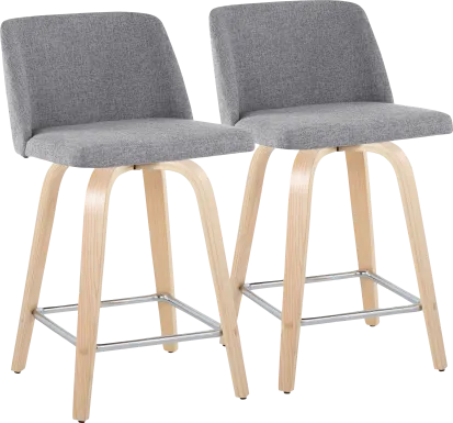 Wymering I Gray Swivel Counter Height Stool, Set of 2