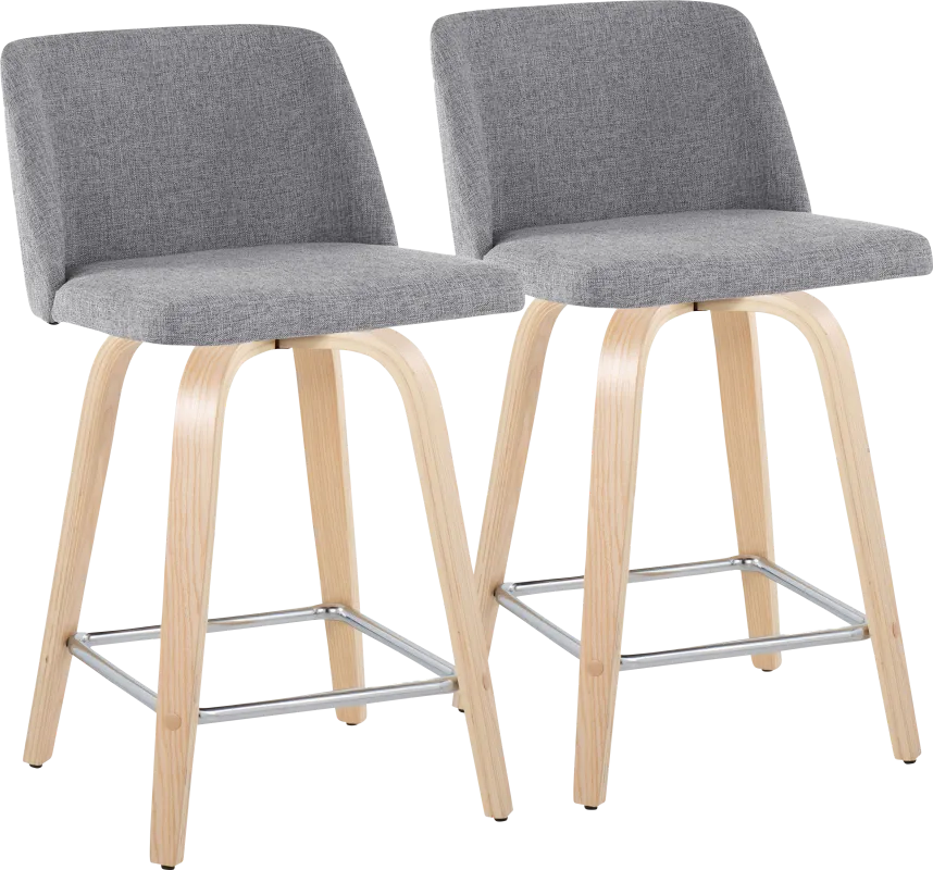 Wymering I Gray Swivel Counter Height Stool, Set of 2