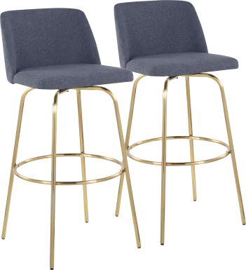 Wymering II Blue Swivel Barstool, Set of 2
