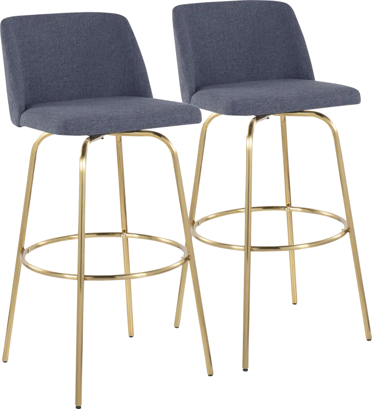 Wymering II Blue Swivel Barstool, Set of 2