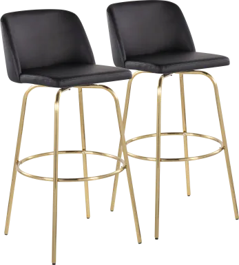 Wymering II Black Swivel Barstool, Set of 2