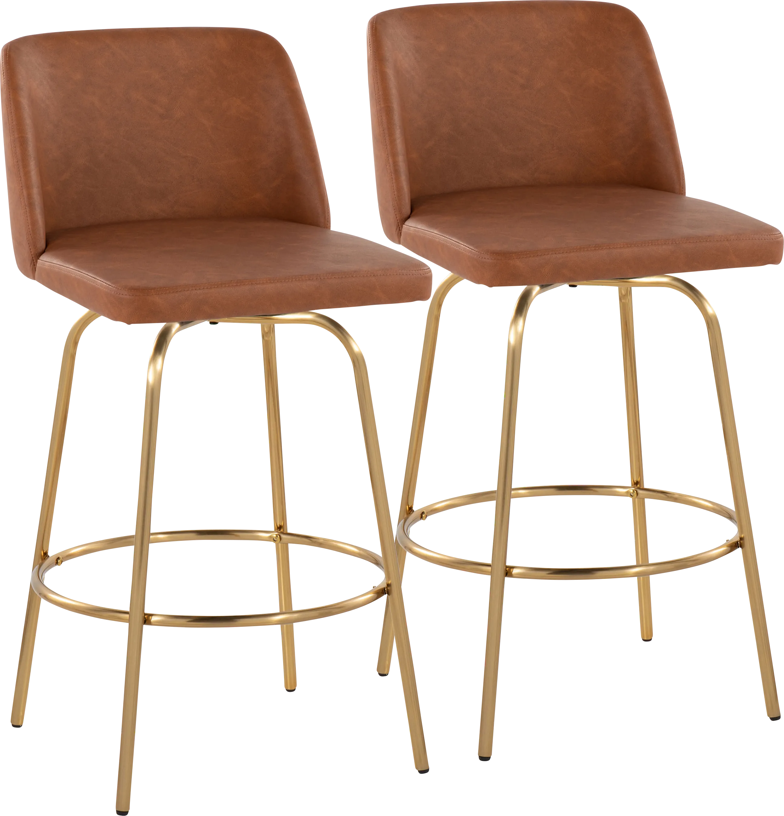 Wymering II Camel Swivel Barstool, Set of 2 - Thumbnail - Image 1