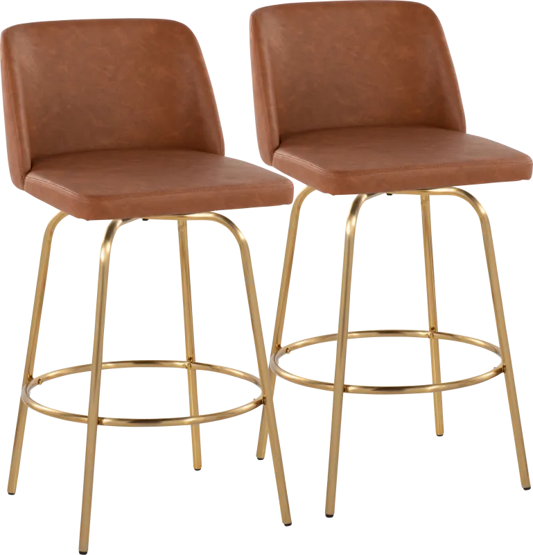 Wymering II Camel Swivel Barstool, Set of 2