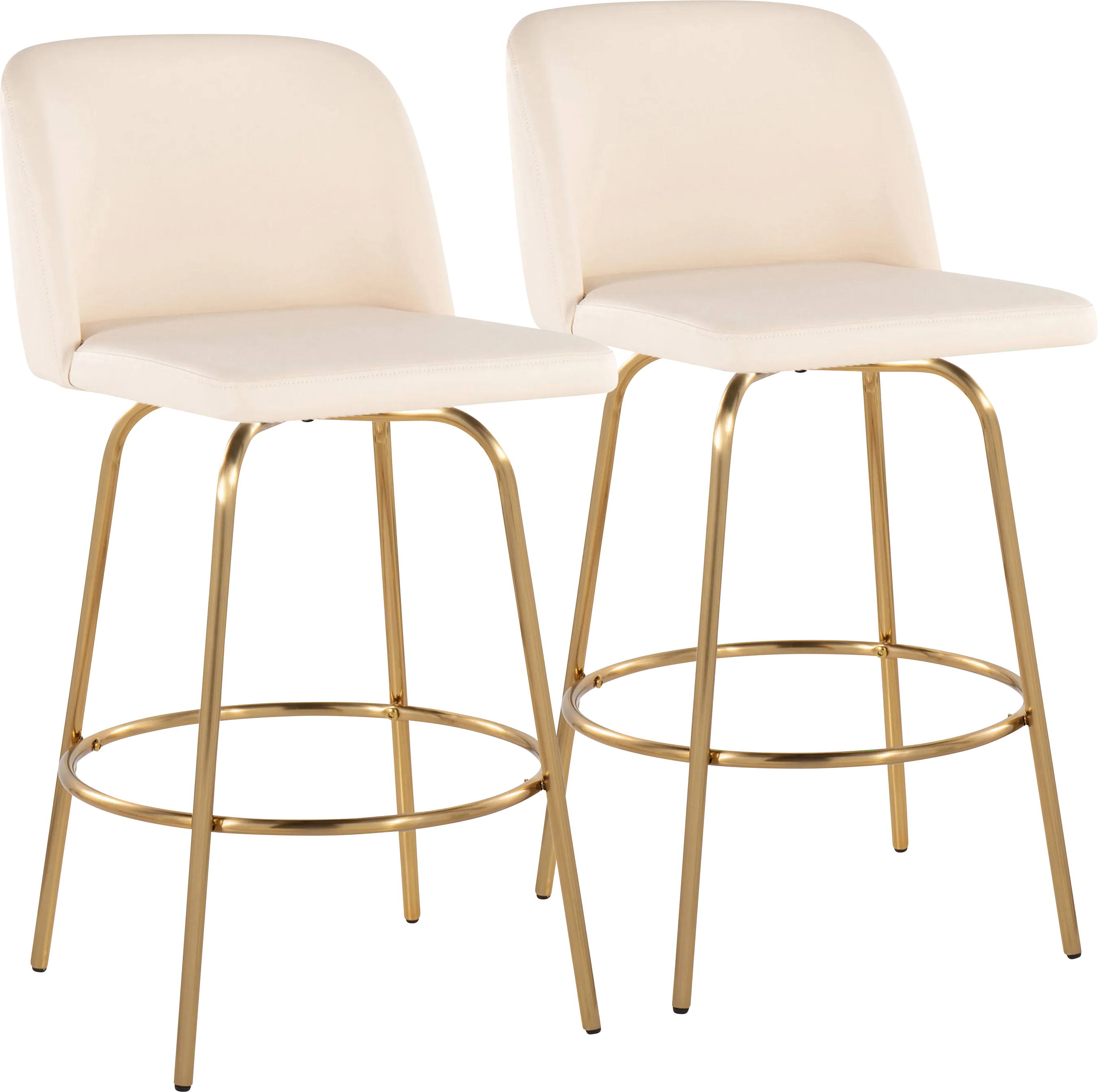 Wymering II Cream Polyurethane Swivel Barstool, Set of 2 - Thumbnail - Image 1