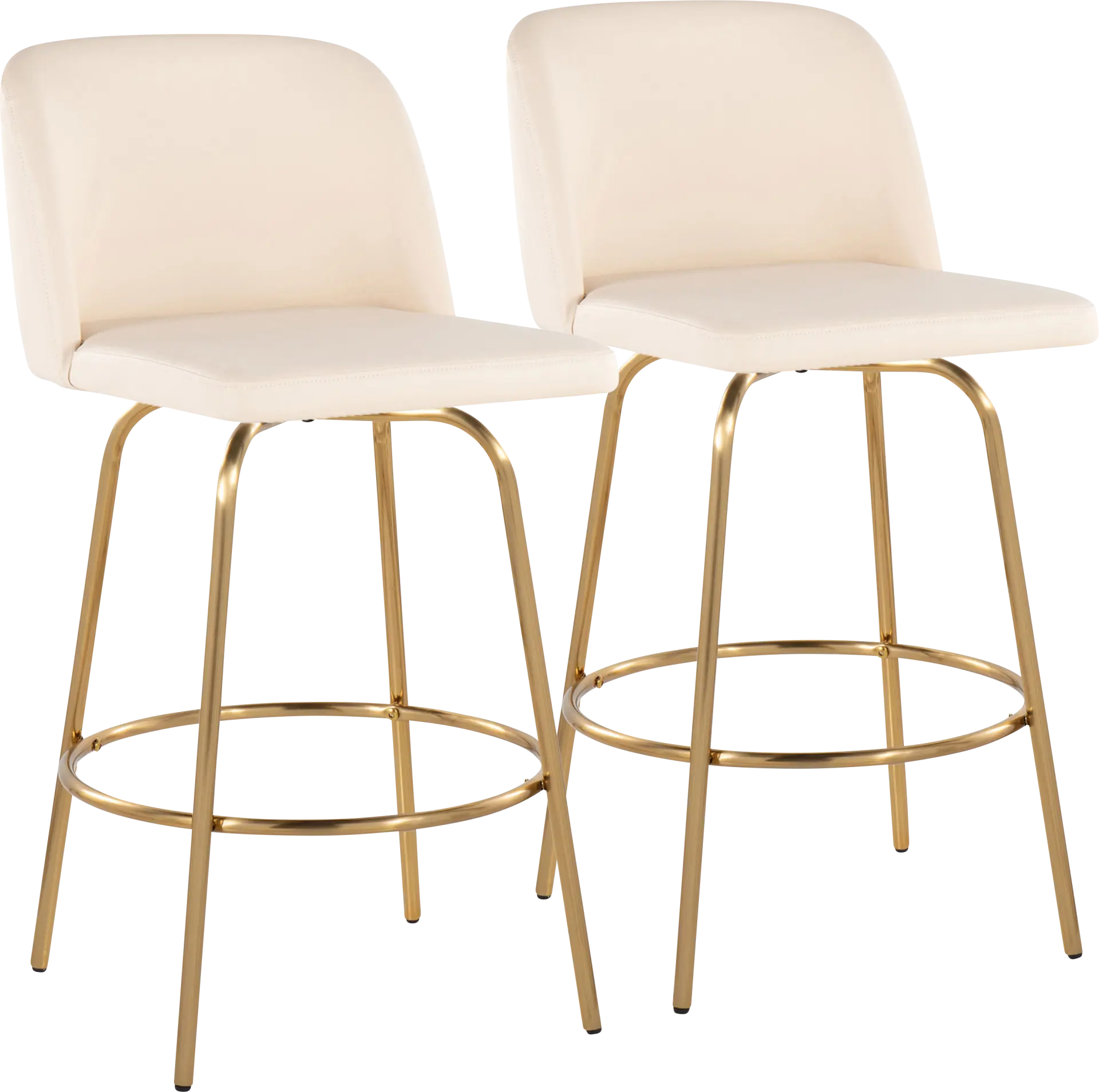Wymering II Cream Polyurethane Swivel Barstool, Set of 2