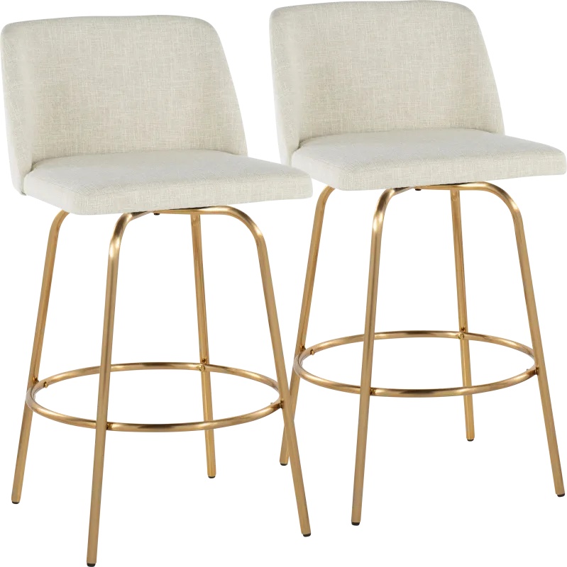 Wymering II Cream Swivel Counter Height Stool, Set of 2