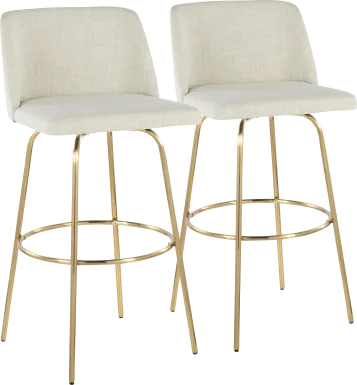 Wymering II Cream Swivel Barstool, Set of 2