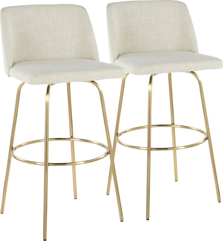 Wymering II Cream Swivel Barstool, Set of 2